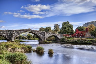 Pont Fawr, famous medieval stone bridge clipart