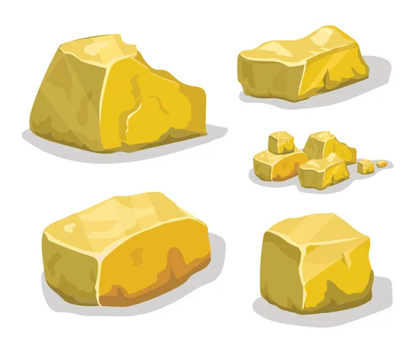 Cartoon golden ore or stone for game design. Set of different golden boulders. Vector illustration. — Stock Illustration Cartoon golden ore or stone for game design. Set of different golden boulders. Vector illustration. Royalty Free Stock Vectors