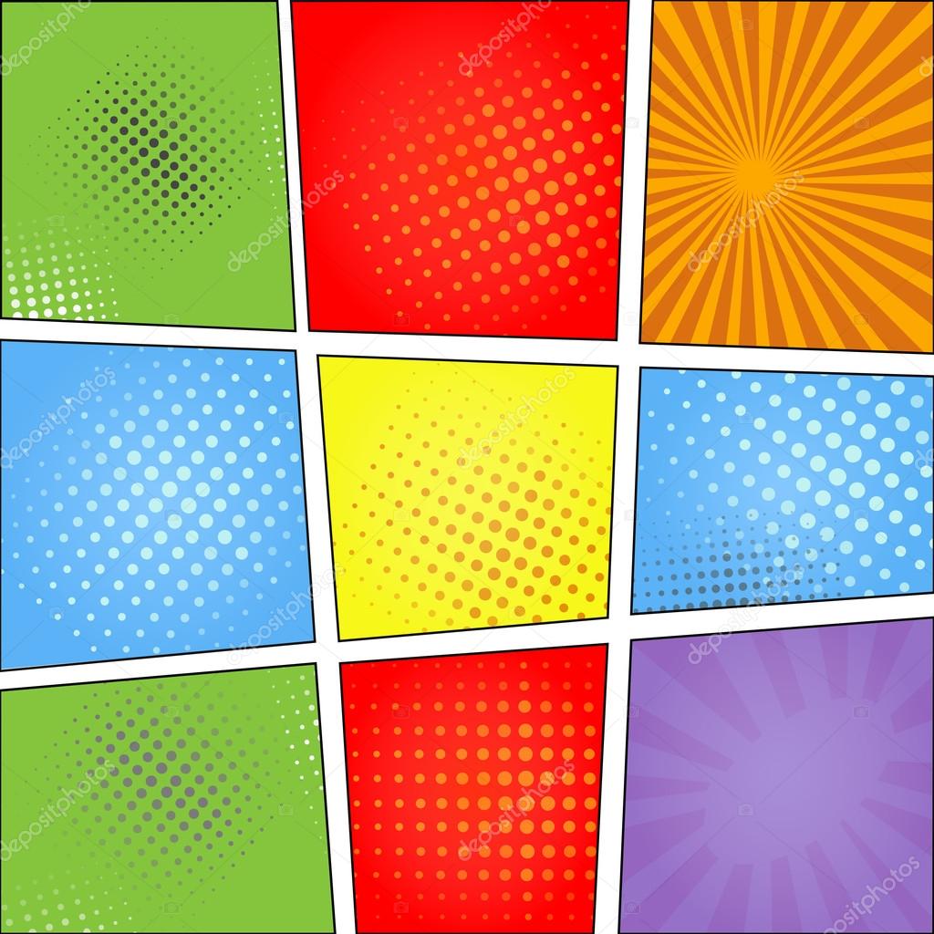 Comics Pop Art Style Blank Layout Template With Beams And Dots Pattern Background Vector Illustration Stock Vector C Lightkite