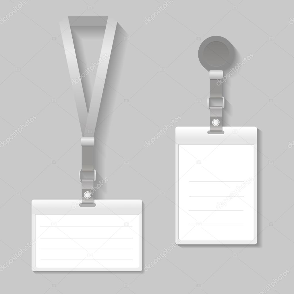 Lanyard, name tag holder end badge templates vector — Stock Vector