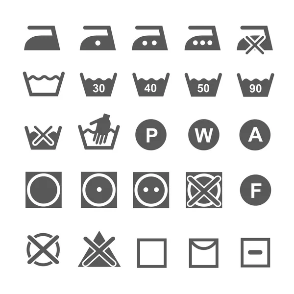 Set of washing symbols. Laundry icons isolated on white background — Stock Illustration Set of washing symbols. Laundry icons isolated on white background Vector Graphics