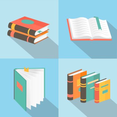 Vector book signs and symbols - education concepts in flat style
