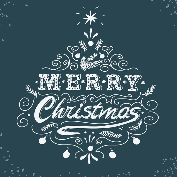 Merry Christmas, Retro poster with hand lettering and decoration elements.