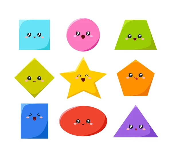 Geometric funny shapes cute kids colorful vector. — Stock Vector