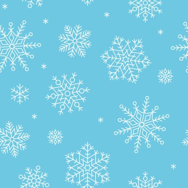 Kar tanesi kusursuz desenli vektör çizimi. Kış arkaplanı tekrarlama süsü