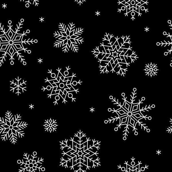 Floco de neve sem costura padrão vetor ilustração. Inverno fundo repetição ornamento — Vetor de Stock