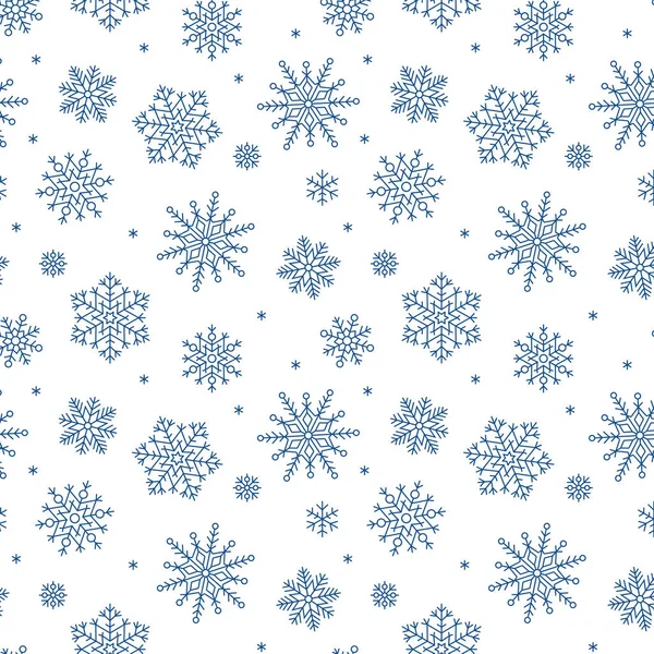 スノーフレークシームレスパターンベクトルイラスト。冬の背景リピート装飾 — ストックベクタ