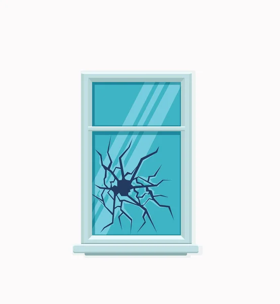 Window broken with cracked glass vector illustration — Stock Vector