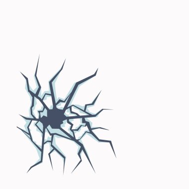 Kırık cam vektör çizimi ile cam kırılmış. Çizgi film penceresi