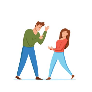 Kızgın, tartışan birkaç kişi vektör illüstrasyonu diye bağırıyor..