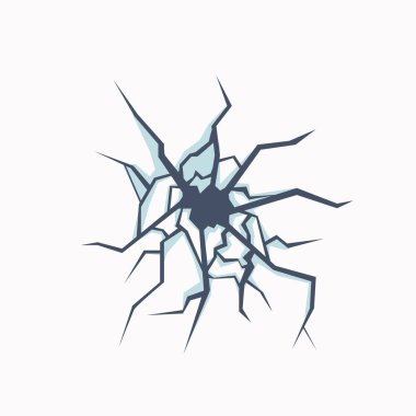 Kırık cam vektör çizimi ile pencere kırıldı. 