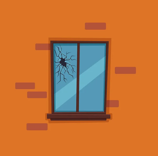 Window broken with cracked glass vector illustration. — Stock Vector