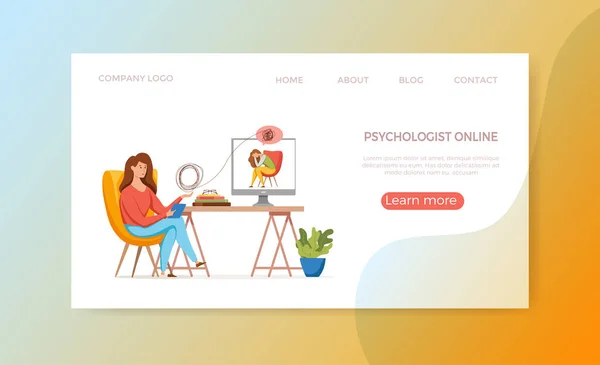 Terapia psicologica online counseling vector concept. Illustrazione animata della pratica psicoterapeutica — Vettoriale Stock