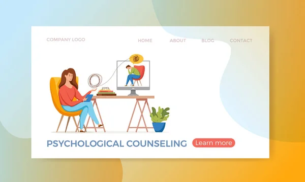 Psychologie therapie online counseling vector concept. Cartoon illustratie van psychotherapie praktijk Stockillustratie