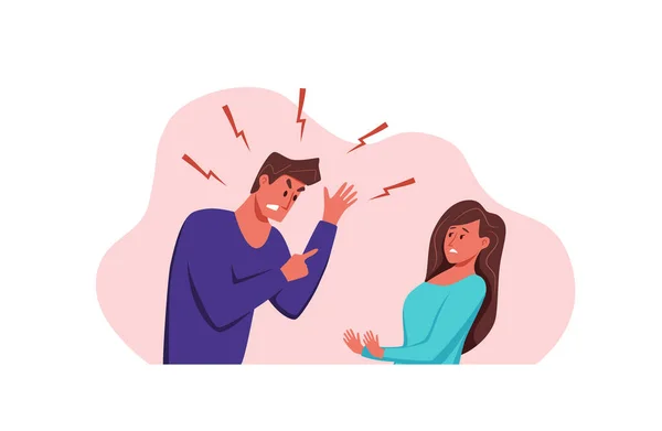 Irritado, discutindo casal de pessoas gritando ilustração vetorial. Ilustração De Stock