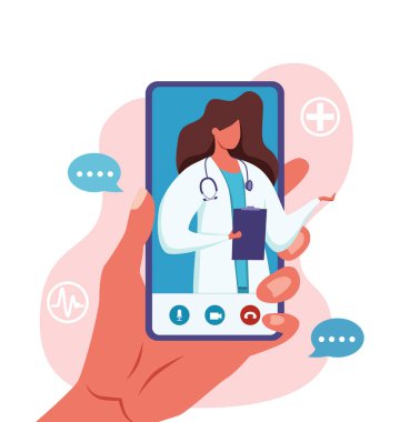 Çevrimiçi doktor tıbbi danışma vektör çizimi.