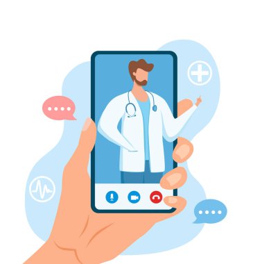 Çevrimiçi doktor tıbbi danışma vektör çizimi.