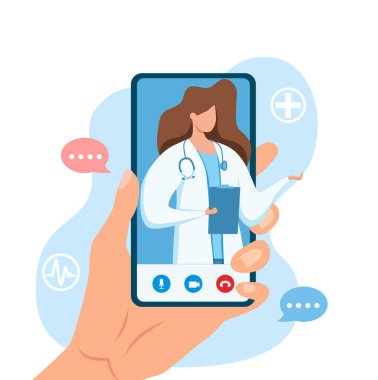 Çevrimiçi doktor tıbbi danışma vektör çizimi.