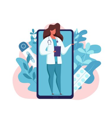 Çevrimiçi doktor tıbbi danışma vektör çizimi