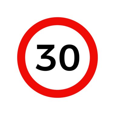 Hız sınırı 30 km / saat trafik işareti