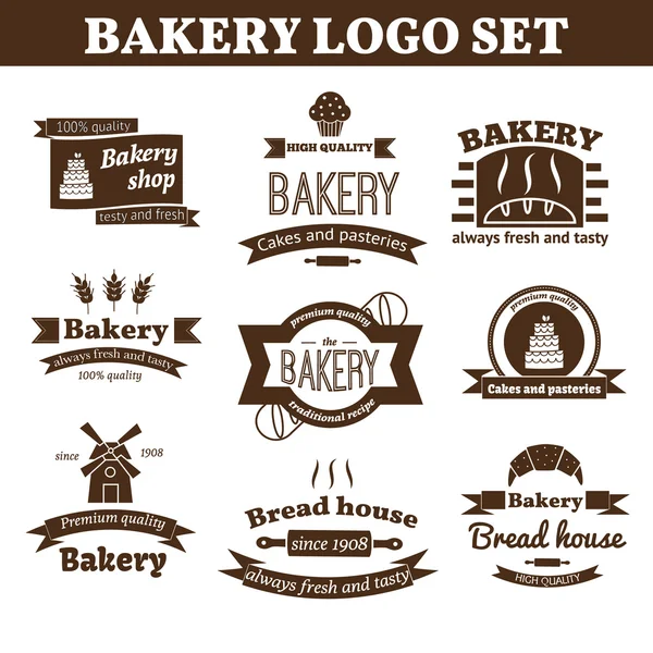 Conjunto de logotipo de panadería vectorial — Archivo Imágenes Vectoriales