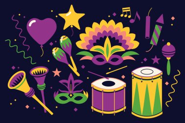 Serin maskeli balo ve carnival öğeler