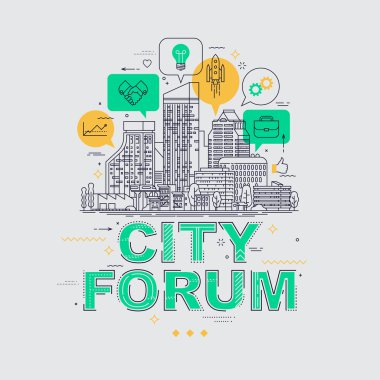 City Forum concept flat design. clipart