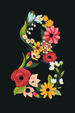 Güzel çiçek sayısal sembol sekiz