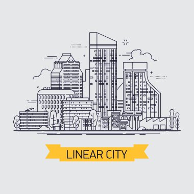 Urban linear cityscape clipart