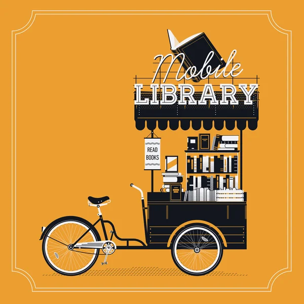 Chariot bibliothèque mobile — Image vectorielle