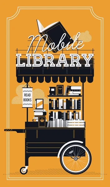 Mobiele bibliotheek kar — Stockvector