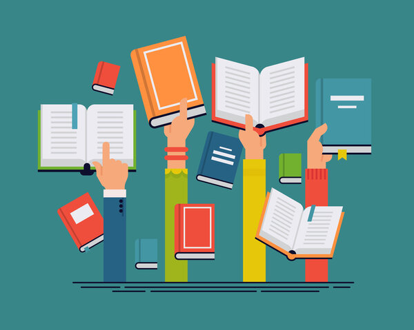 Люди держат книги в руках
.