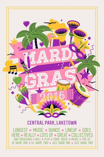 Banner de Mardi gras — Vector de stock