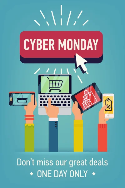 Cyber-Monday-Verkauf Online-Shopping — Stockvektor