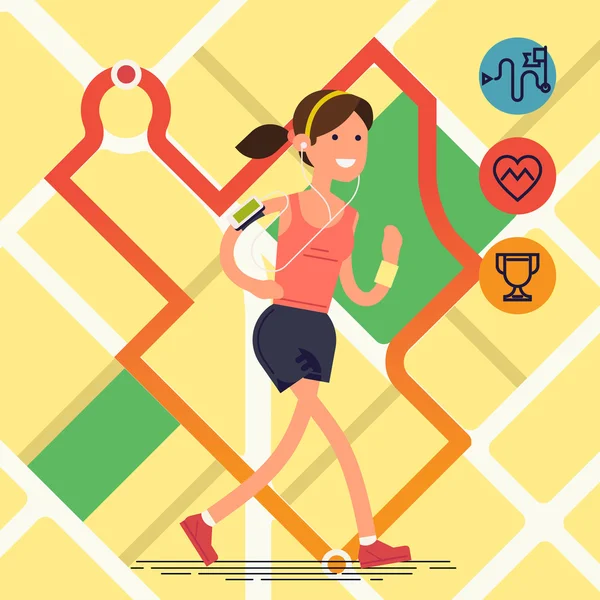 运动健身女性角色跑步 — 图库矢量图片