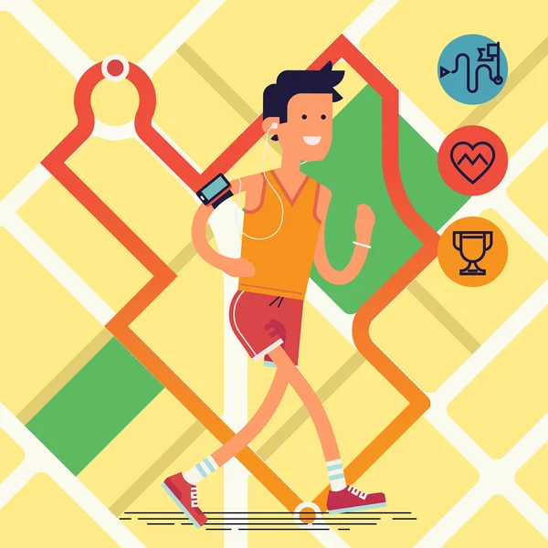 Спортивна фітнес чоловічий персонаж біжить — стоковий вектор