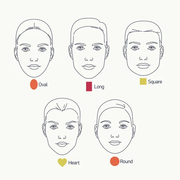 Varias formas de cara femenina — Vector de stock
