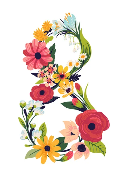 Krásný dekorativní květinové číslo 8 — Stockový vektor