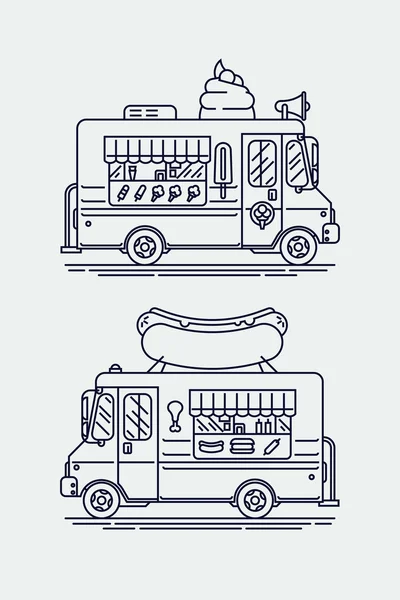 Ice cream van and hot-dog truck — Stock Vector