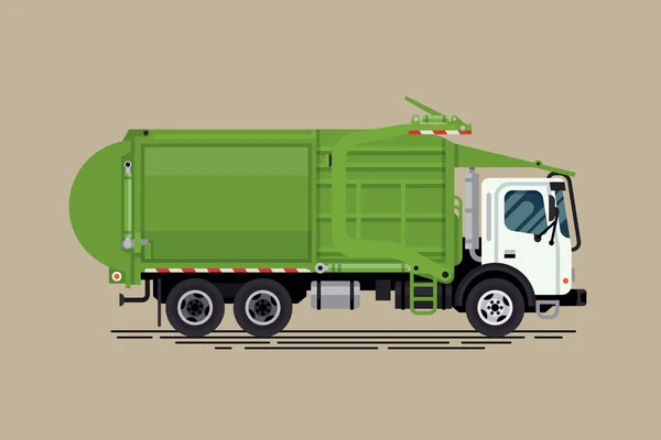 Camión cargador de basura frontal . — Vector de stock