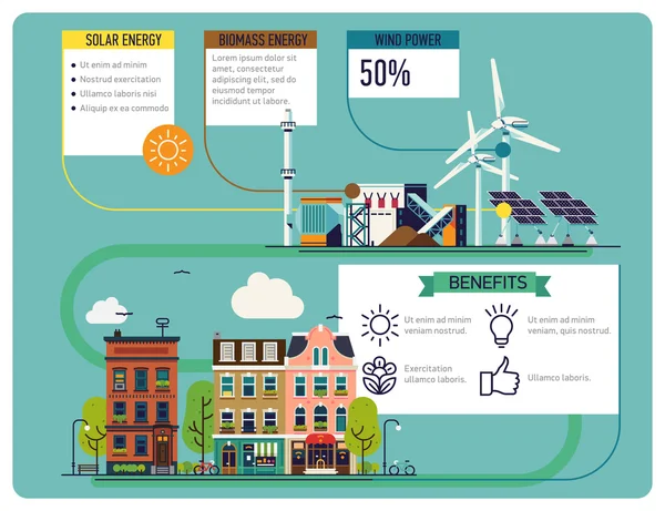 Πράσινη ενέργεια για τις ανάγκες της πόλης — Διανυσματικό Αρχείο