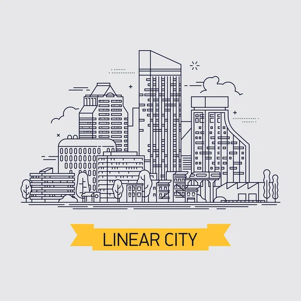 Urban liniar cityscape — Vector de stoc