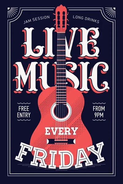 Cool Live Music Chaque vendredi — Image vectorielle