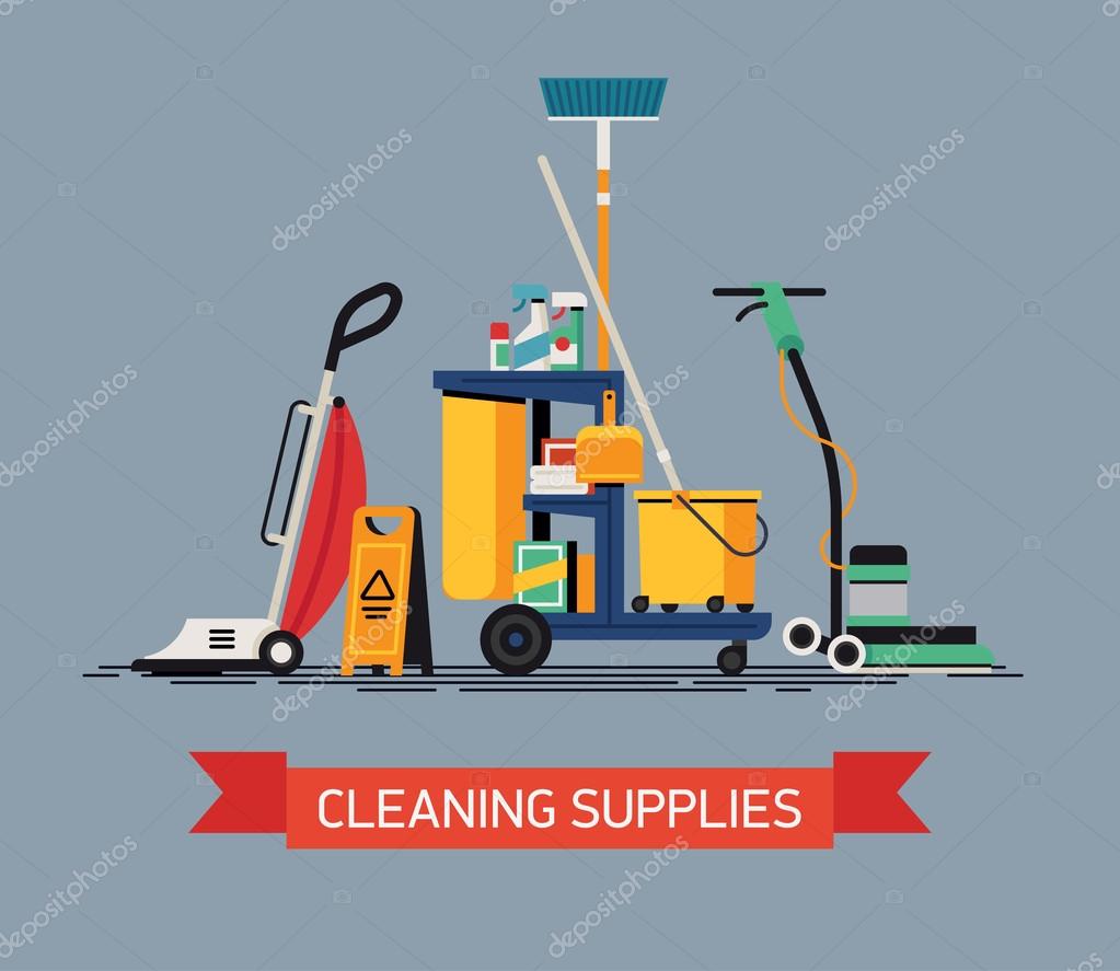 Cleaning Supplies,Commercial cleaning equipment with cart