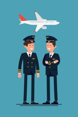 two pilots and plane clipart