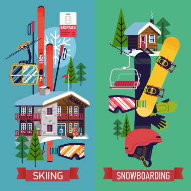 skiing and snowboarding templates clipart