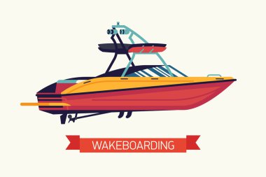 wakeboarding towing boat. clipart