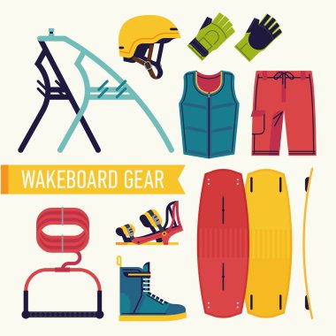 Wakeboard gear elements  clipart