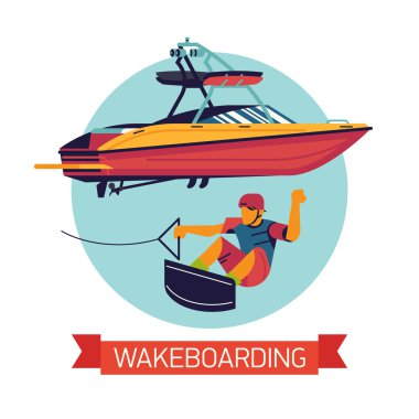 wake boarding and wake surfing clipart