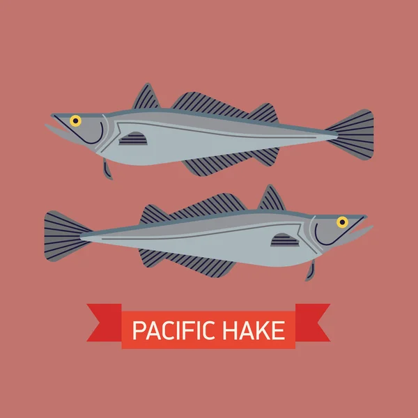Морепродукти - тихоокеанська риба-хаке — стоковий вектор